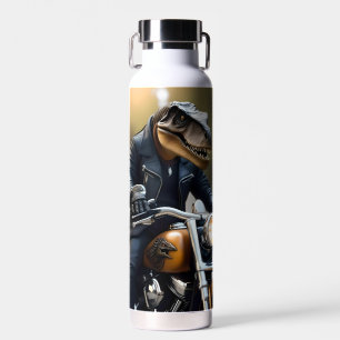 T-Rex Dinosaur Bikie On A Motorbike, Water Bottle