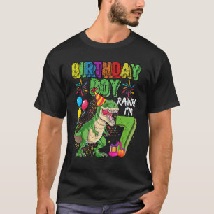 T Rex Dinosaur Birthday Boy Rawr Im 7 Year Old 7th T-Shirt