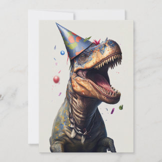 T-Rex Dinosaur Birthday Flat Greeting Card