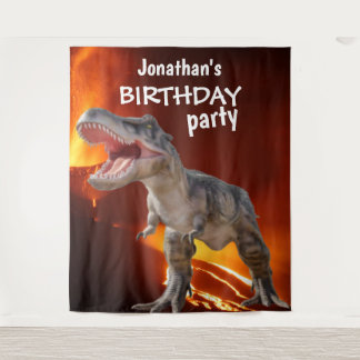 T REX Dinosaur BIRTHDAY  House Backdrop Tapestry