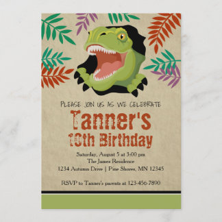 T Rex Dinosaur Birthday Invitations