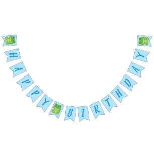 T-Rex Dinosaur Birthday Party Blue Bunting Flags