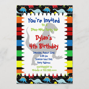 T Rex Dinosaur Birthday Party Invitations