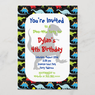 T Rex Dinosaur Birthday Party Invitations