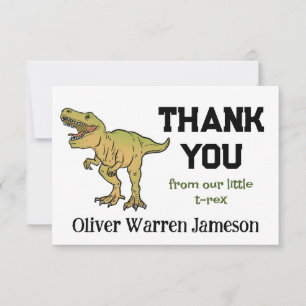 T-REX Dinosaur Boy's Any Age Merci d'anniversaire