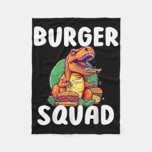 T-rex Dinosaur Burger Squad Hamburger Lovers Funny Fleece Blanket