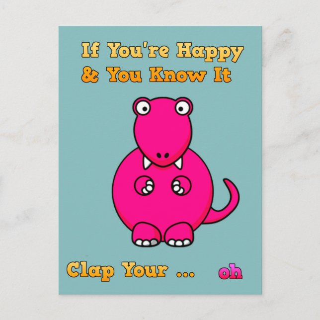 T-rex Dinosaur Can't Clap Funny Joke Postcard (Front)