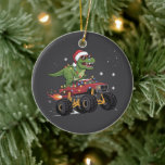 T-Rex Dinosaur Christmas Monster Truck Ceramic Ornament<br><div class="desc">T-Rex Dinosaur Christmas Monster Truck</div>