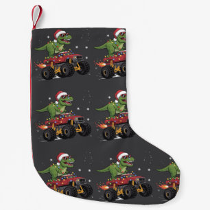 T-Rex Dinosaur Christmas Monster Truck  Small Christmas Stocking