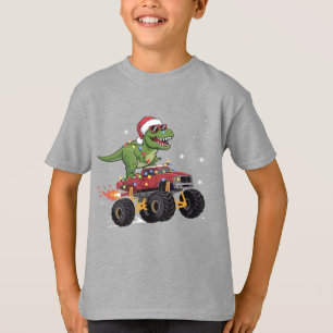 T-Rex Dinosaur Christmas Monster Truck  T-Shirt