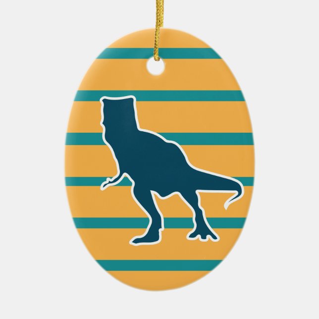 T-rex dinosaur colourful cartoon ceramic ornament (Front)