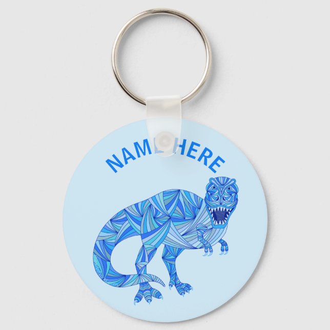 T-Rex Dinosaur Colourful Prehistoric Animal Custom Keychain (Front)