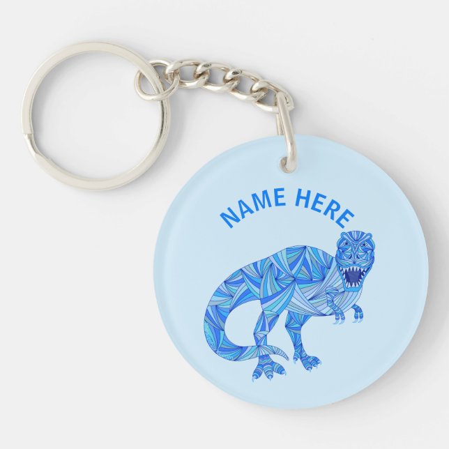 T-Rex Dinosaur Colourful Prehistoric Animal Keychain (Front)