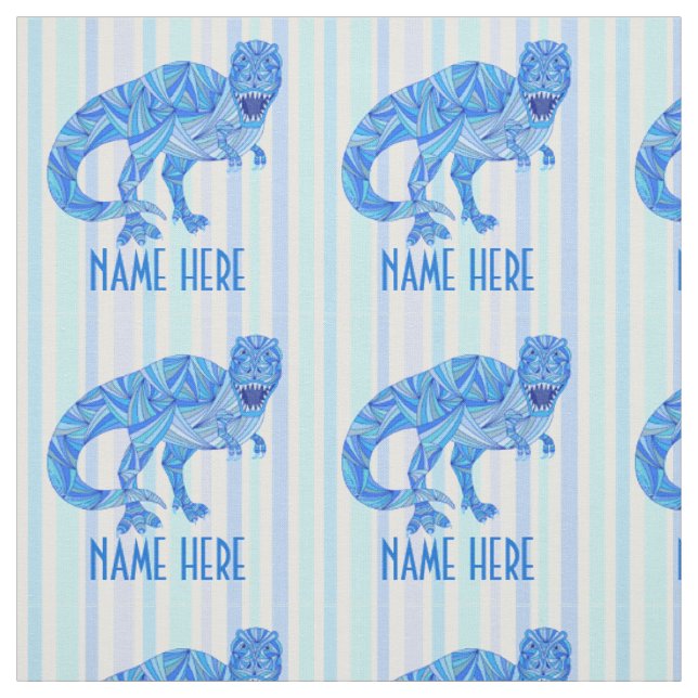T-Rex Dinosaur Colourful Prehistoric Stripes Fabric (Swatch)