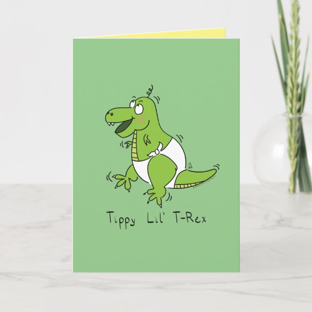 T-Rex Dinosaur Cute Baby Cartoon Card (Front)