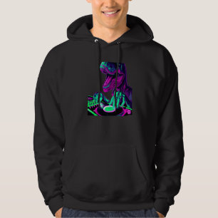 T Rex Dinosaur DJ Record Techno Music Tyrannosauru Hoodie