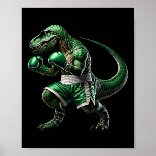 T-rex Dinosaur Doing Boxing Boxer Martial Art  Poster