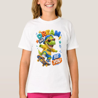 T-Rex Dinosaur Dream Big Kids T-Shirt