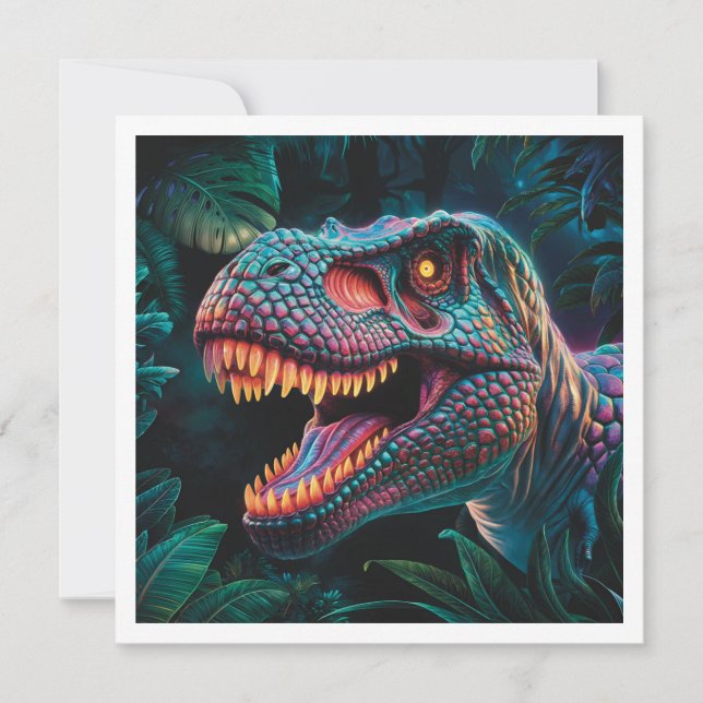 T Rex Dinosaur Flat Greeting Card (Front)