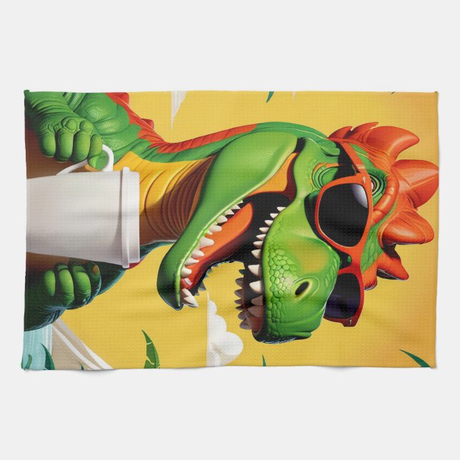 T-Rex Dinosaur Funny  Kitchen Towel (Horizontal)