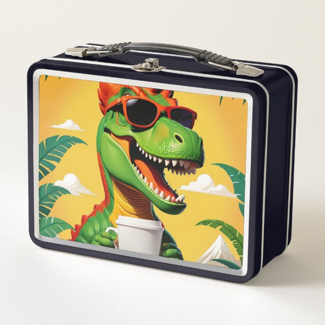 T-Rex Dinosaur Funny  Metal Lunch Box (Front)