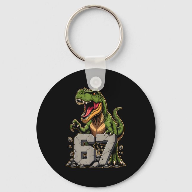 T-rex Dinosaur Funny Six Seven Meme Cool Tyrannosa Keychain (Front)
