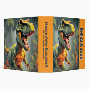 T-Rex Dinosaur Grey & Orange Boy's Scrapbook Binder