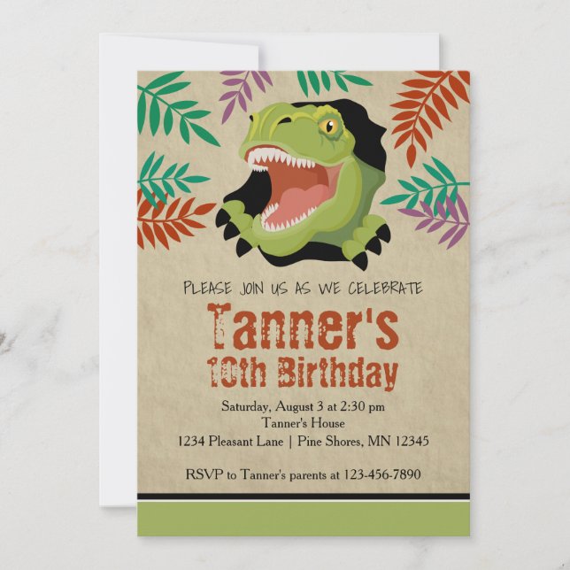 T Rex Dinosaur Invitations d'anniversaire (Devant)
