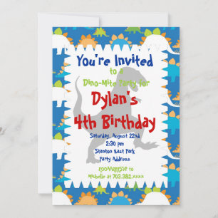 T Rex Dinosaur Invitations de fête d'anniversaire