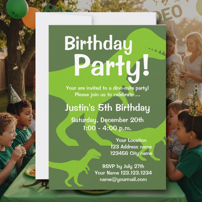 T-Rex Dinosaur invitations pour fêtes d'anniversai (Kid's dinosaur party invitation template)