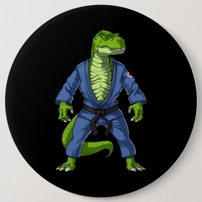 T-Rex Dinosaur Jiu-Jitsu 6 Inch Round Button (Front)