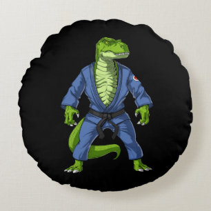 T-Rex Dinosaur Jiu-Jitsu Round Pillow