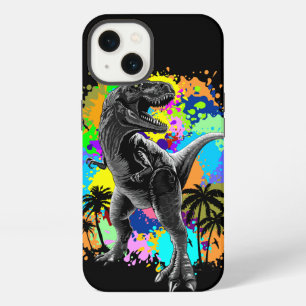 T-Rex Dinosaur Jurassic Reptile on Paint Stains iPhone 13 Case