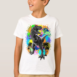 T-Rex Dinosaur Jurassic Reptile on Paint Stains T-Shirt