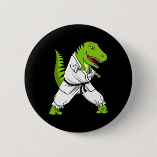 T-rex Dinosaur Karate Kickboxing Martial Arts Jiu- 2 Inch Round Button