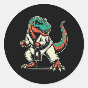 T-rex Dinosaur Karate Taekwondo Martial Arts  Classic Round Sticker