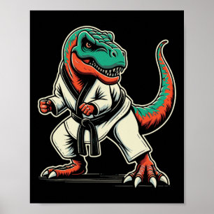 T-rex Dinosaur Karate Taekwondo Martial Arts Poster