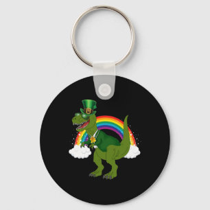 T-rex Dinosaur Leprechaun Rainbow St Patricks Day  Keychain