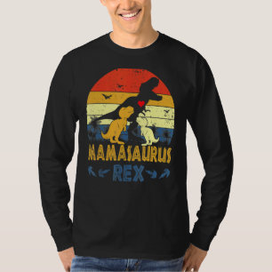 T Rex Dinosaur Mamasaurus Pajama Dino Twin Mom Cut T-Shirt