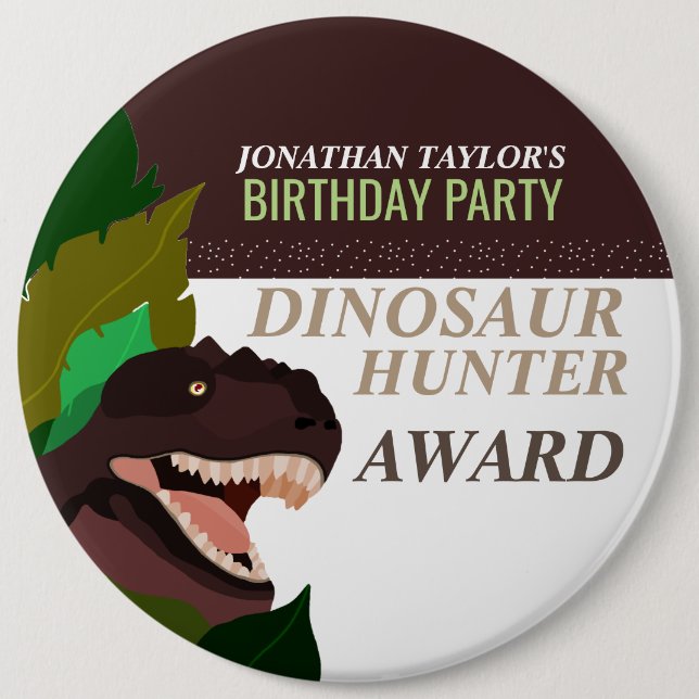 T Rex Dinosaur Party Children's Birthday 6 Inch Round Button (Front)