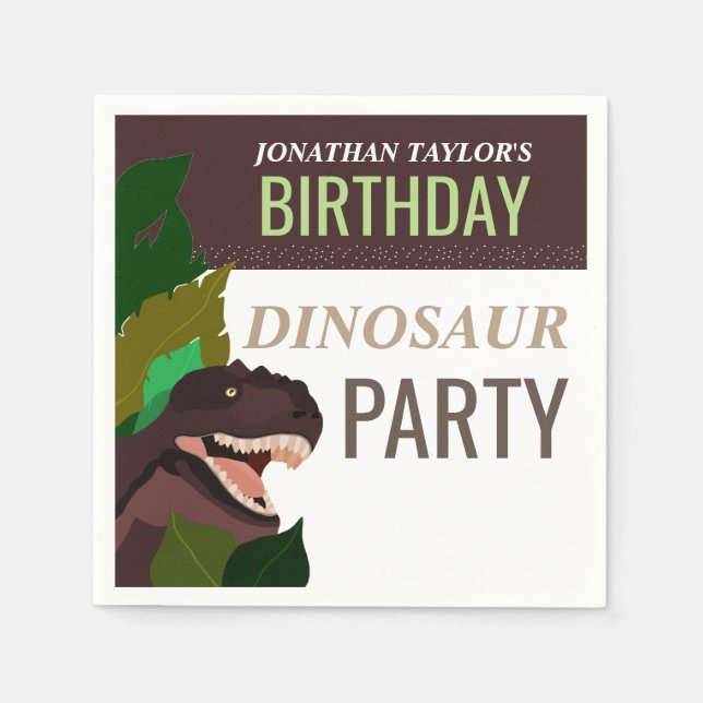 T Rex Dinosaur Party Children's Birthday Napkin (Front)