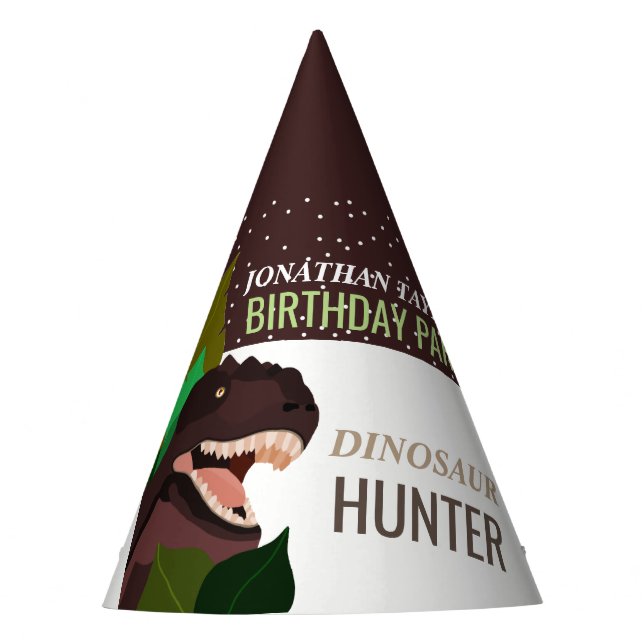 T Rex Dinosaur Party Children's Birthday Party Hat (Front)