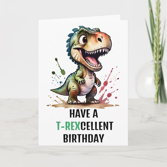 T.Rex Dinosaur Personalized Birthday Card (Front)