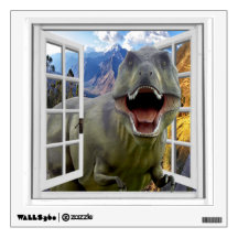 T-Rex Dinosaur Picture Mural Fake Window