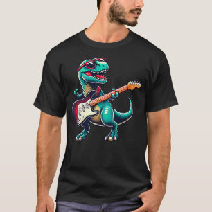 T-Rex Dinosaur Playing Guitar Musician Music T-Shirt