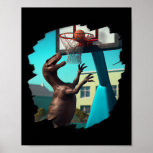 T Rex Dinosaur Playing Sketll Fun Dinosaur Sketll  Poster