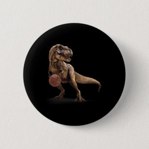 T Rex Dinosaur Playing Sketll Funny Dinosaur Hoops 2 Inch Round Button