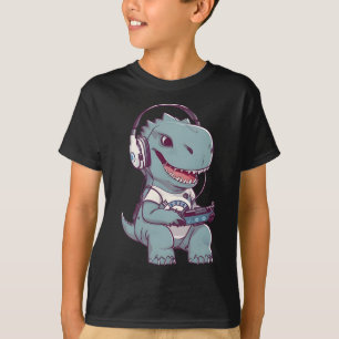 T. Rex-dinosaur Playing Video Game Gaming Gamer Pl T-Shirt