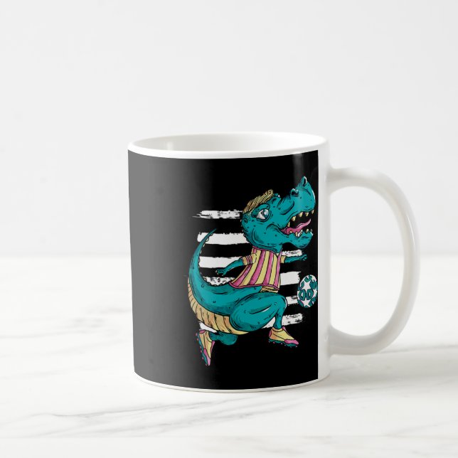 T-rex Dinosaur Plays Soccer - Trex Design  Coffee Mug (Right)