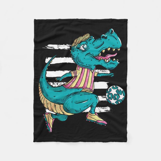 T-rex Dinosaur Plays Soccer - Trex Design  Fleece Blanket (Front)